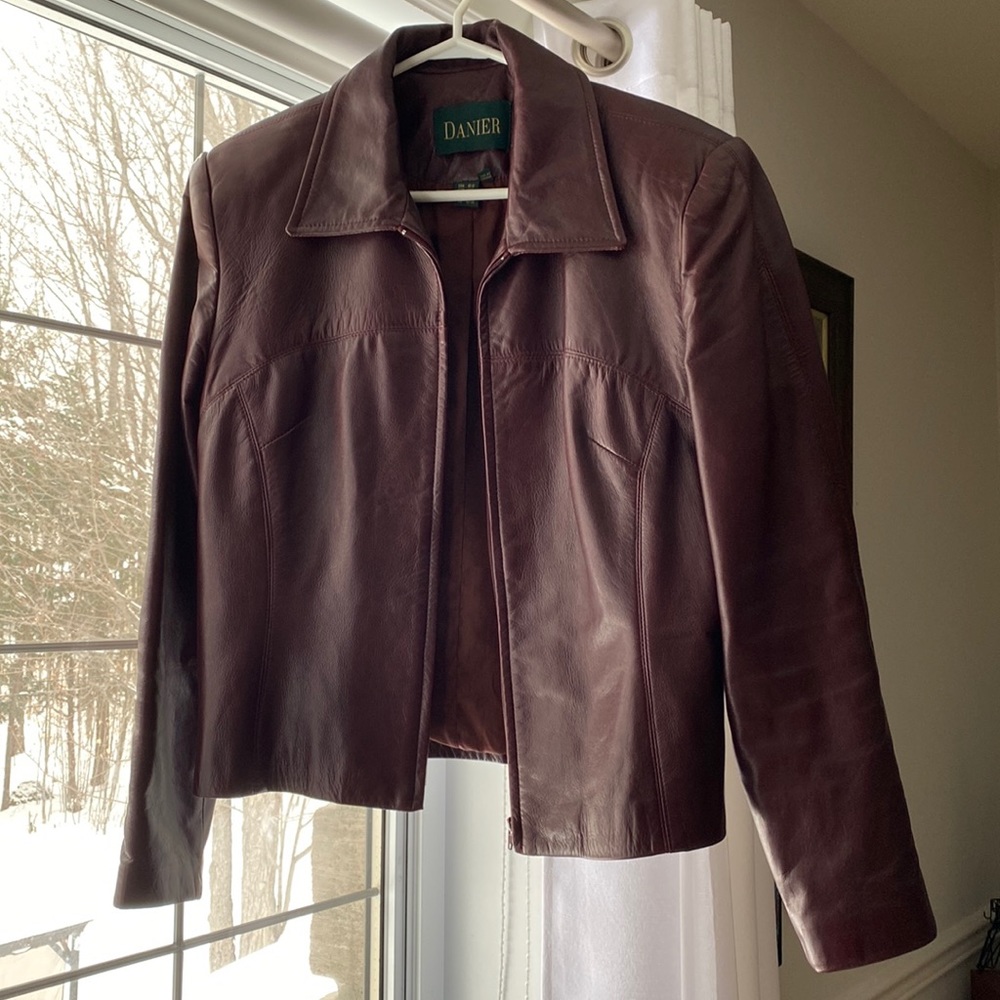 Wine coloured Leather Jacket